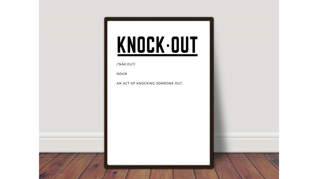 Knockout Definition Boxing Print Boxing Decor Definition Etsy
