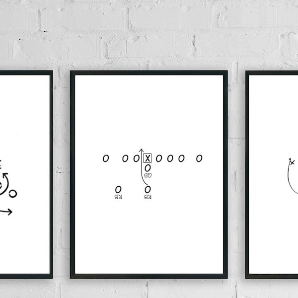 Set of 3 Football Plays, Football Print, Football Lover, Football Print Gift, Sport Art, Football Playbook, Sport Print, Gift for Coach