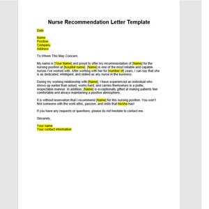 Bearbeitbares Empfehlungsschreiben für eine Krankenschwester, Krankenschwester Empfehlungsschreiben Vorlage, Word Vorlage, Einfacher Brief, Vorlage