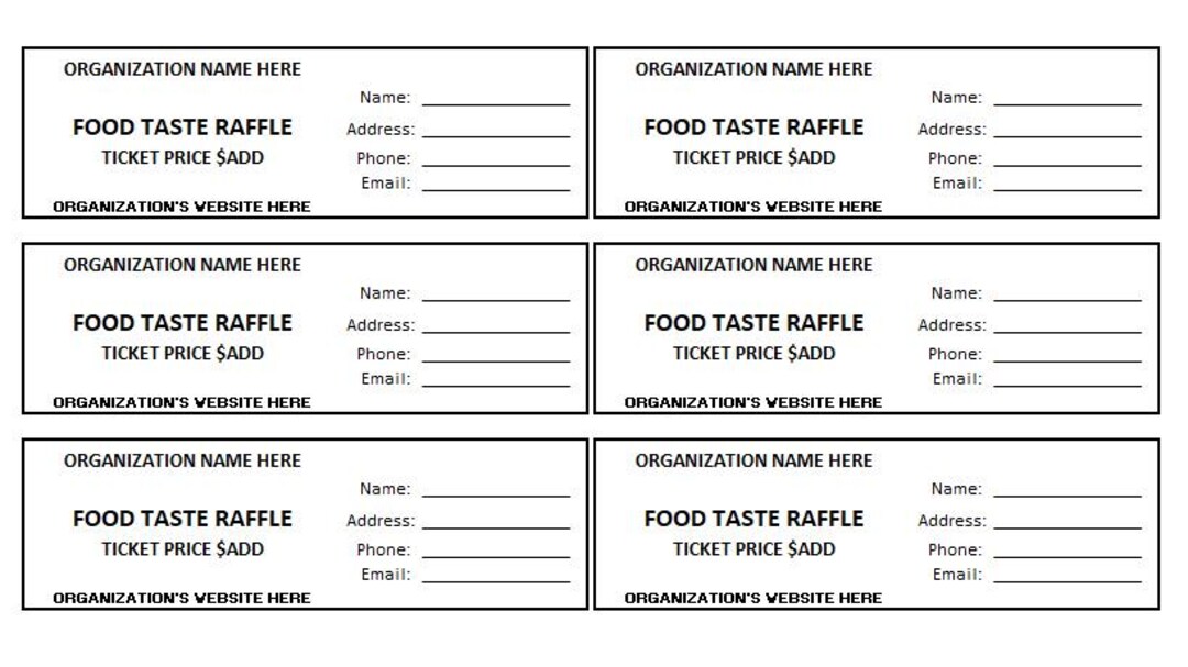 Editable Food Taste Raffle Ticket, Food Taste Raffle, Enter to Win ...