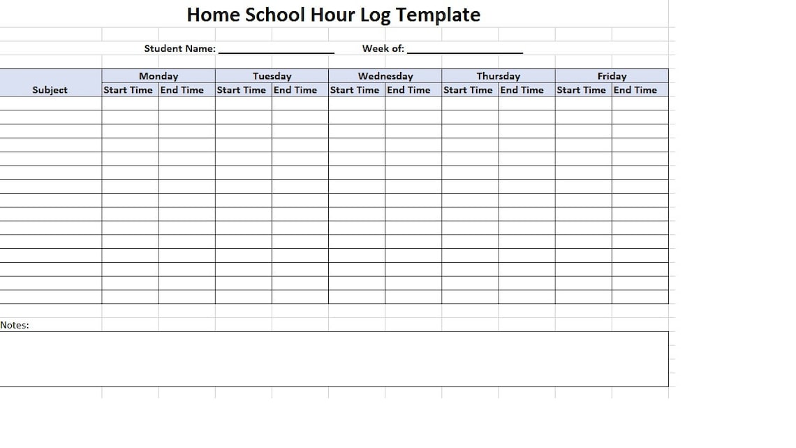 Homeschool Teacher, Homeschool Template, Home School Hours Log, Home ...