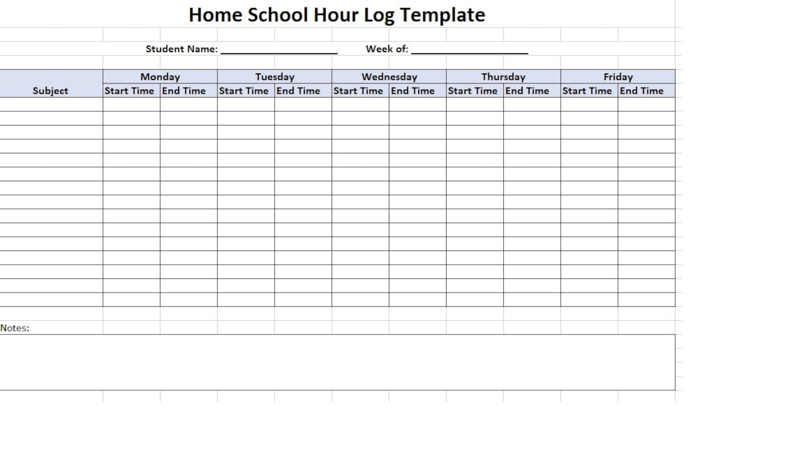Homeschool Teacher, Homeschool Template, Home School Hours Log, Home ...