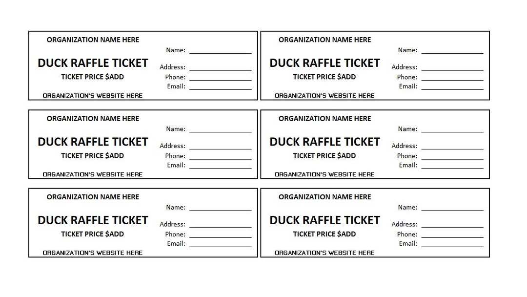 Editable Duck Raffle Ticket, Duck Raffle, Enter to Win Printable Ticket