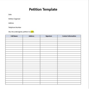 Editable Support Petition, Support Petition Template, Petition Template, Word Template, Editable Template, Word Format