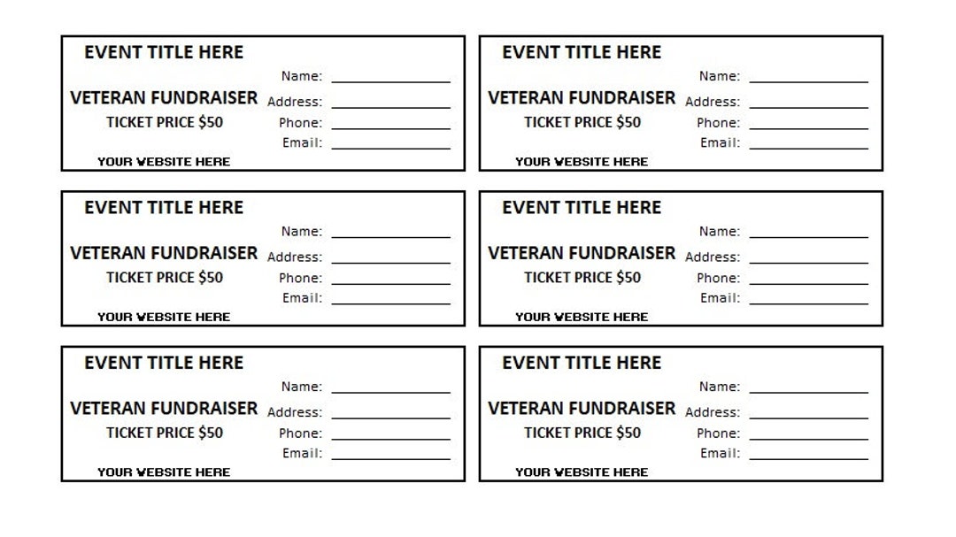 Printable Veteran Raffle Ticket, Enter to Win Printable Ticket ...