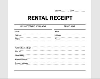 Rent Receipt Template, Rent Receipt, Receipt Template, Word Template, Simple Template, Word Template