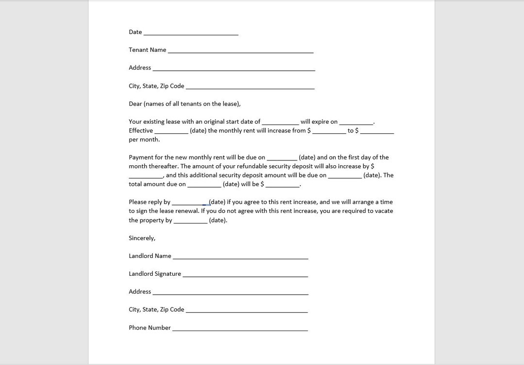 Landlord Rent Increase Letter Example Landlord Rent Increase Letter Example