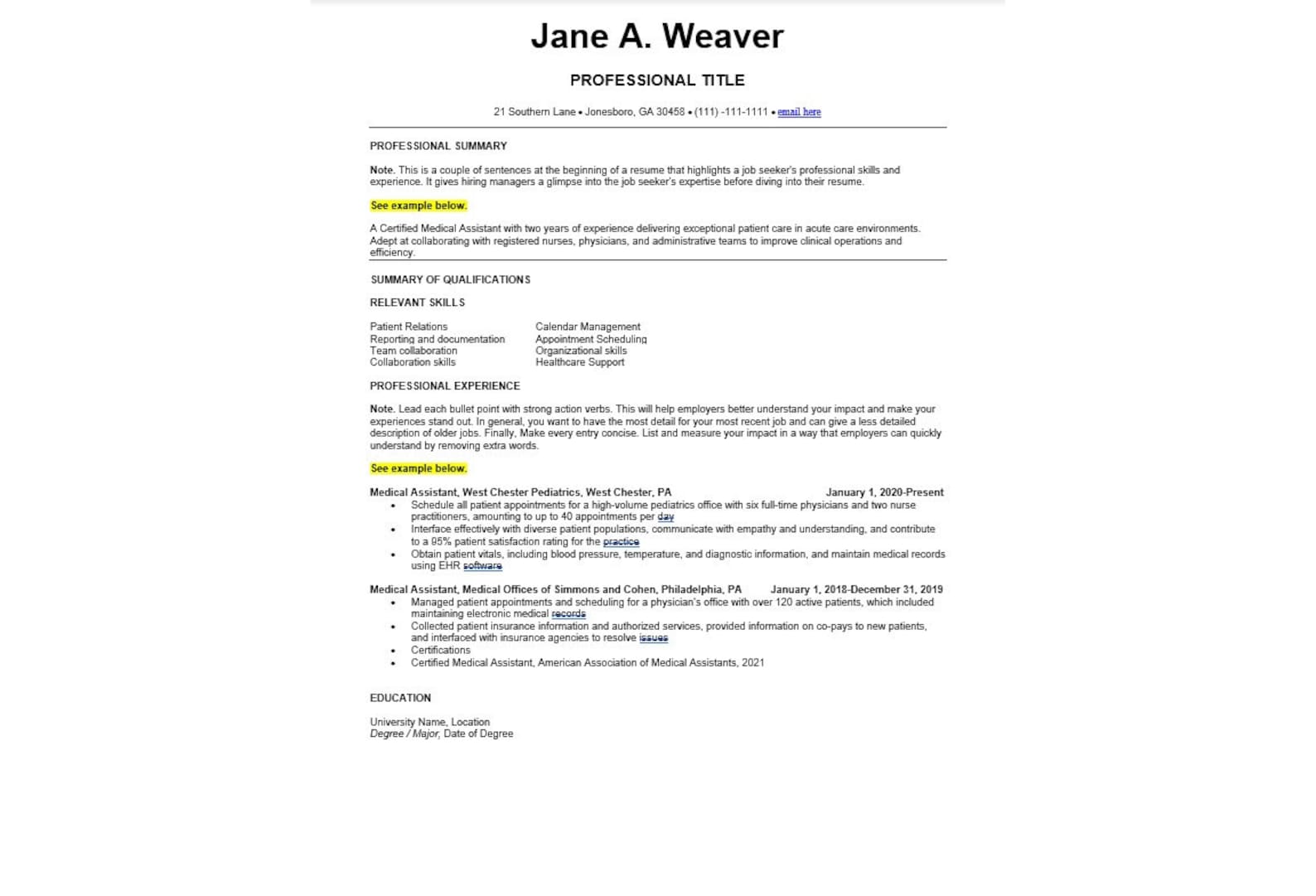 Medical Assistant Resume Template Word, Modern Resume and Reference Medical Assistant Resume Template Word, Modern Resume and Reference