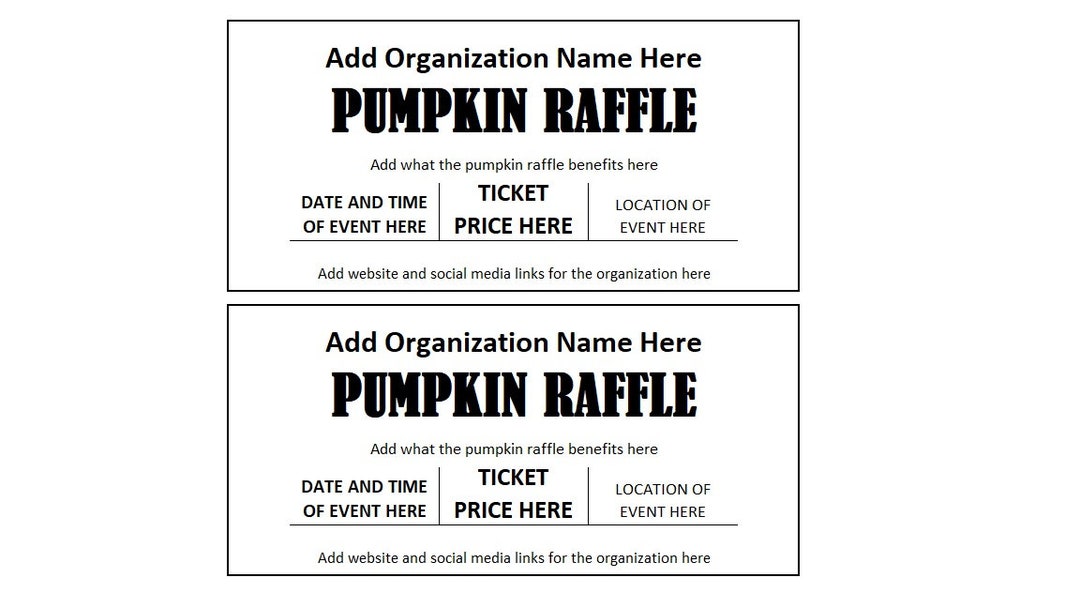 Editable Pumpkin Ticket, Pumpkin Fundraiser Ticket, Pumpkin Ticket