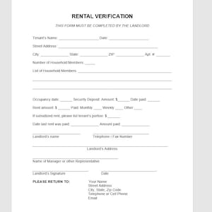 Plantilla de carta de verificación de alquiler, Carta de verificación de alquiler, Plantilla de verificación de alquiler, Plantilla de Word, Carta simple