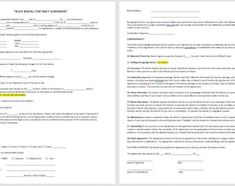 Truck Rental Contract Agreement, Truck Rental Contract Template, Truck Rental Agreement, Truck Rental Contract, Agreement, Word Template