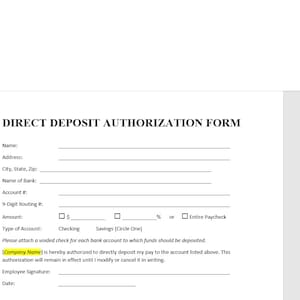 Direct Deposit Authorization Form, Direct Deposit Authorization Form Template, Direct Deposit Authorization, Deposit Authorization Template