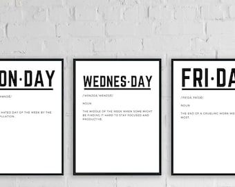 Set of 3 Office Prints, funny office print, home office decor, office wall art, work from home art, definition print, office wall decor