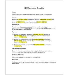 Simple Iou Editable IOU Agreement, Iou Loan Agreement Template, Iou Loan Template ...