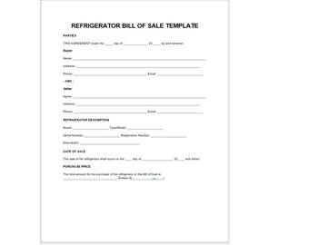 Bill of Sale Template, Editable PDF & Word (digital Download) - Etsy Israel