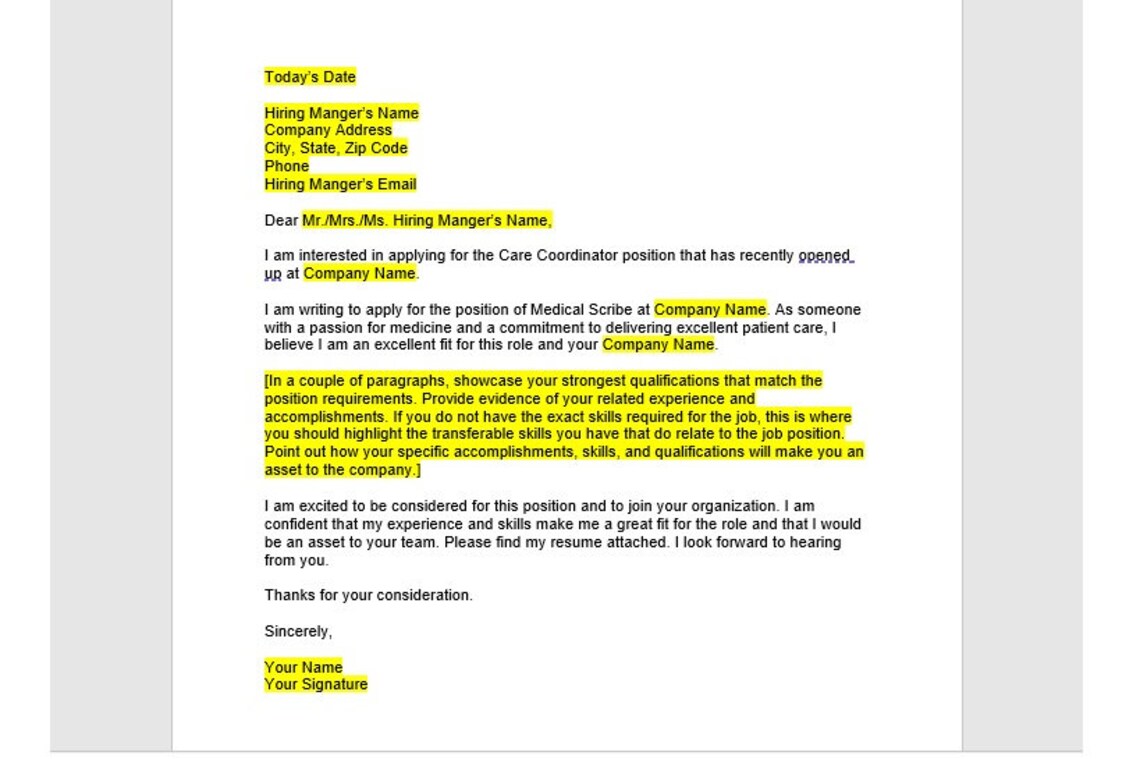 Medical Scribe Cover Letter, Medical Scribe Cover Letter Template