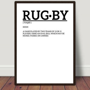 Rugby Definition, Rugby Print, Rugby Decor, Definition Print, Sports Wall Art, Rugby Fan Gift, Youth Room Decor, Game Room Decor