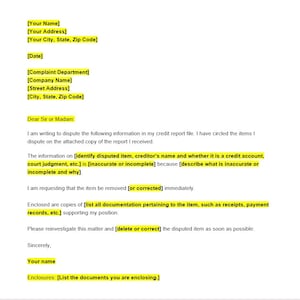 Credit Reporting Agency Dispute Letter Template, Credit Reporting Agency Dispute Letter, Credit Reporting Agency Dispute Template, Word