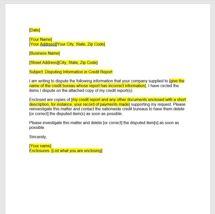 Credit Report Dispute Letter Template Credit Report Dispute Letter credit-report-dispute-letter-template-credit-report-dispute-letter