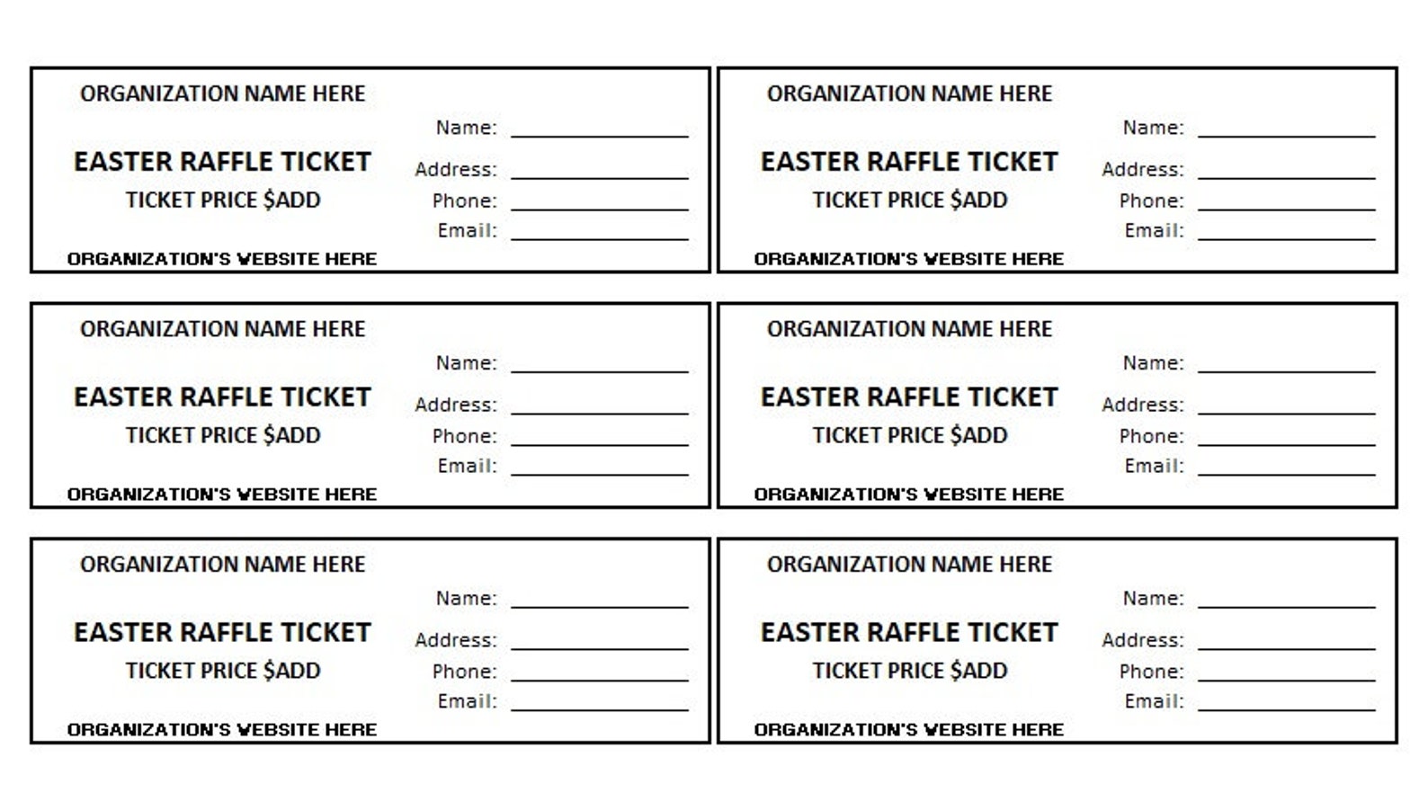 Editable Easter Raffle Ticket, Easter Raffle, Enter to Win Printable ...