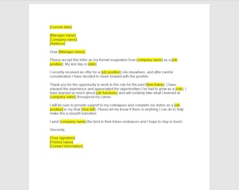 List rezygnacyjny ze zmiany kariery, List rezygnacyjny, Szablon rezygnacji, Szablon listu rezygnacyjnego, Szablon Word, Prosty list