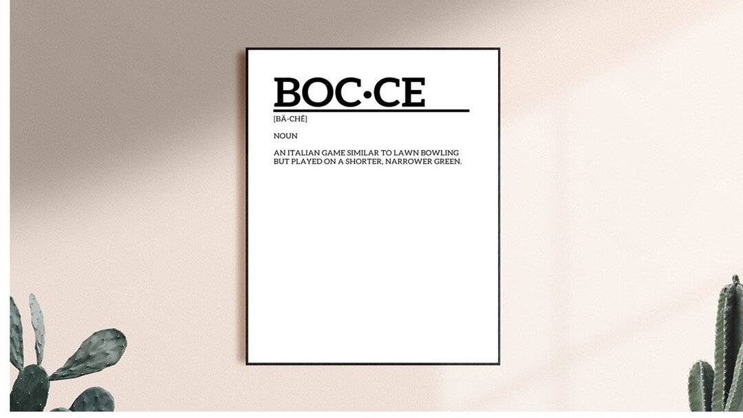 Bocce Definition, Bocce Print, Bocce Decor, Definition Print, Sports