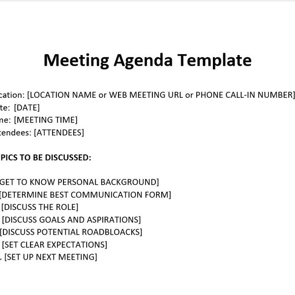 First One on One Meeting Minutes Template, Meeting Agenda, Staff Meeting Agenda, Staff Agenda, Word Template, Simple Meeting