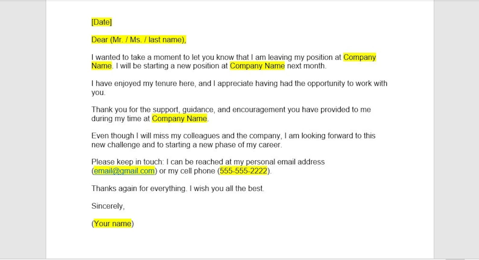 Farewell Letter, Farewell Letter Template, Farewell Letter to