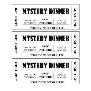 Bearbeitbares Mystery Dinner Event Ticket, Mystery Dinner Ticket Printables, Editierbare Mystery Dinner Ticket Vorlage zum Ausdrucken, Mystery Ticket