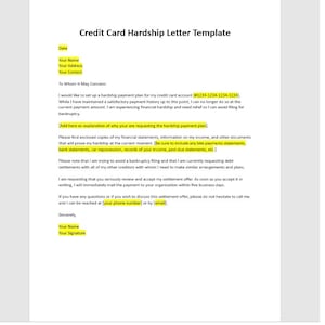 Bearbeitbare Kreditkarte Härte Brief Vorlage, Kreditkarten Härte Antrag Brief, Kredit Härte Vorlage, Einfacher Brief, Wort Brief