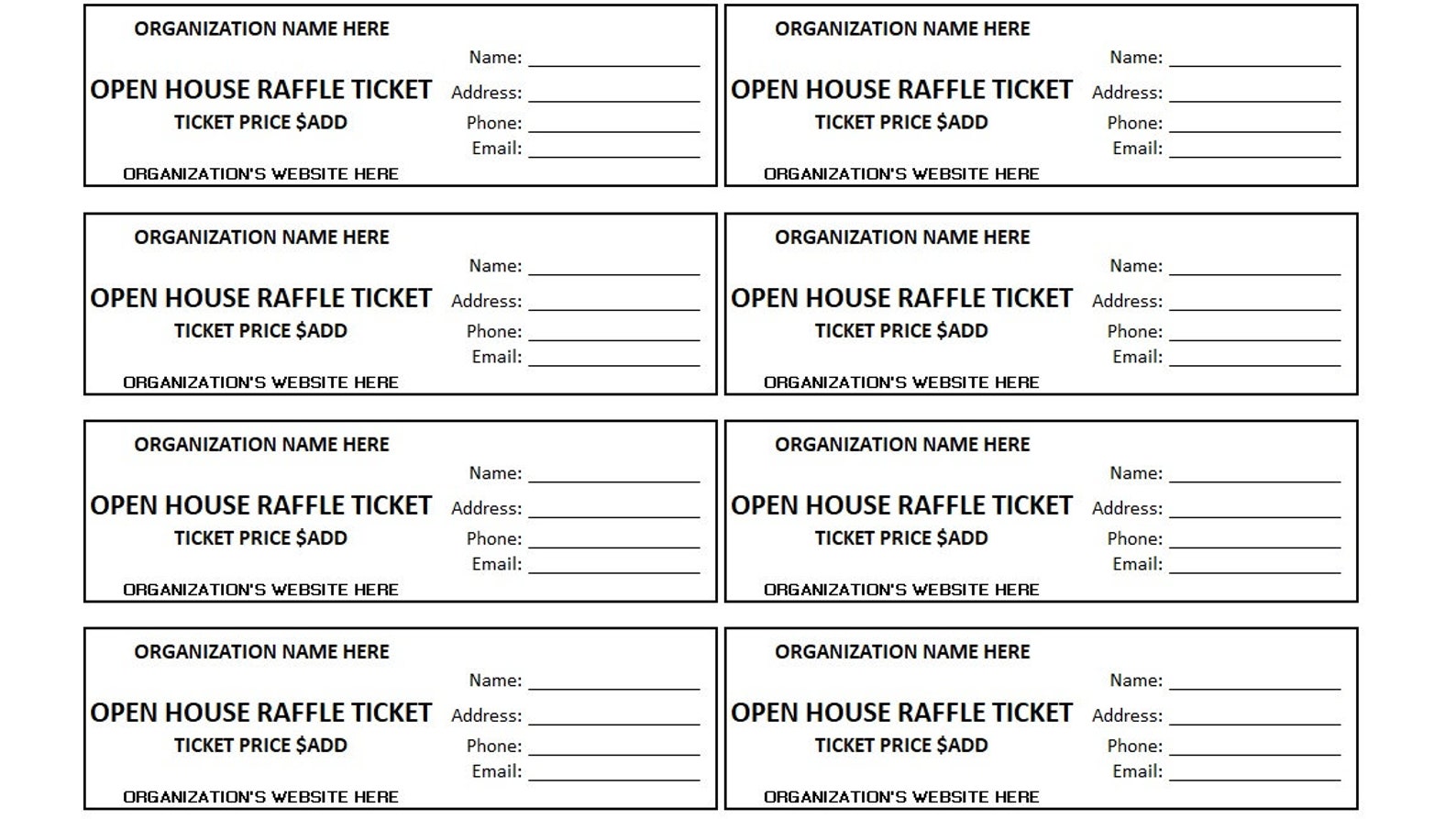 In House Raffle Format Editable Open House Raffle Ticket, Open House Raffle, Enter to Win ...