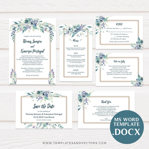 Soft Summer Watercolor Floral Wedding Invitation Template Etsy