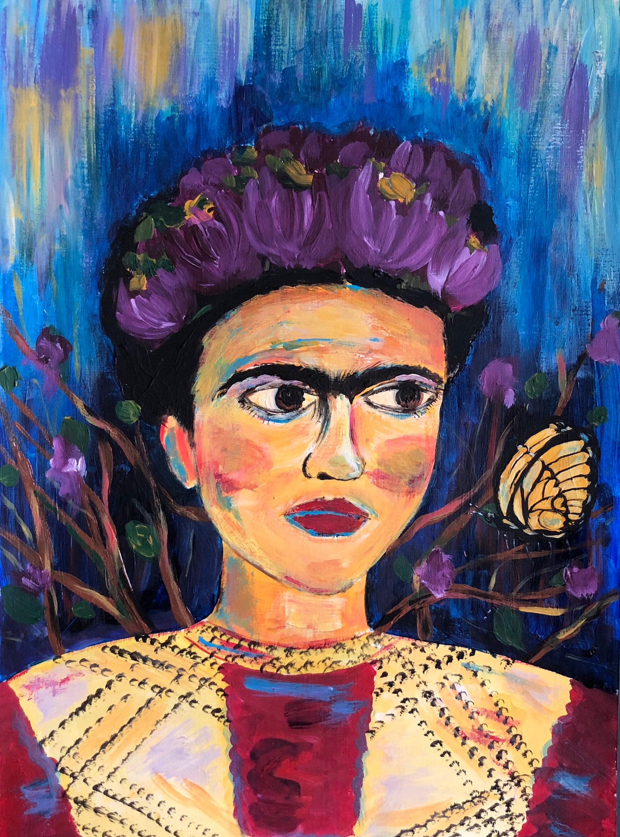 Frida Kahlo Mexican Art Original acrylic painting on paper Etsy