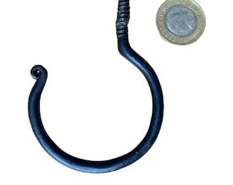 Hand Forged Wrought Iron Rustic Hook, Black Design, 4 Inch