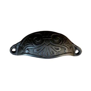 Black Cast Iron Cup Pull Handle: Rustic Merchant Farmhouse Drawer