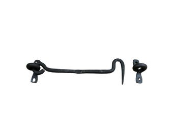Black Iron Cabin Hook Latch: Rustic Farmhouse Door Catch 4"