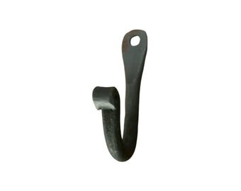 Hand Forged Iron Coat Hook, Rustic Black Under Shelf Kitchen Cup Hook