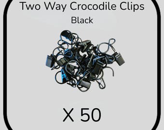 50 X Black Crocodile Clips for Wall, Rope, Photos, Drawings, Xmas, Birthday