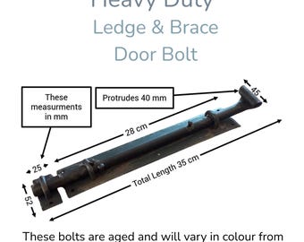 Heavy duty Door Bolt | Hand Forged |  traditional | HORIZONTAL mount only 12"