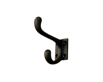 Black Cast Iron Coat Hook, Rustic Heavy Duty Robe Hook