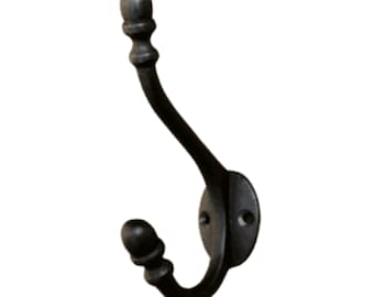 Black Cast Iron Coat Hook, Rustic Acorn Design, Wall Mounted