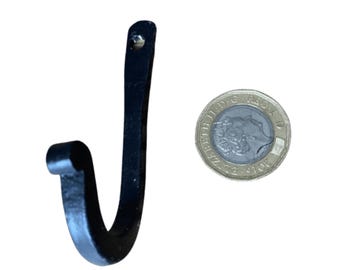 Hand Forged Wrought Iron Coat Hook, Rustic Black Key Hook Square Bar 3"