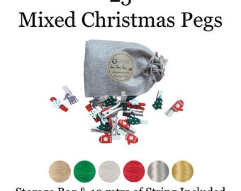 25 mini pinzas surtidas, pinzas navideñas de colores
