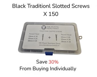Black Stainless Steel Slotted Screws, for Traditional ironmongery these screws are NOT Japanned