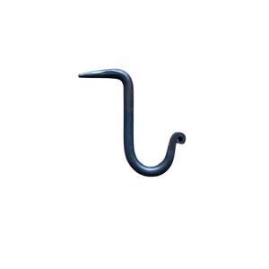 Hand Forged Small, Vintage Style, Wrought Iron Hook, Rustic Black Design, Nail-in 3"