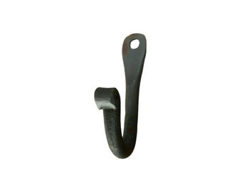 Hand Forged Iron Coat Hook, Rustic Black Design
