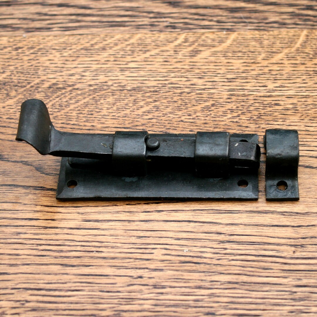 Vintage Antique Old Black Door Bolt, Black, Small Door Bolt, Straight