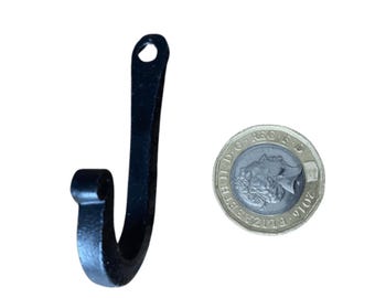 Hand Forged Wrought Iron Coat Hook, Rustic Black Kitchen Cabinet Mug Cup Hook