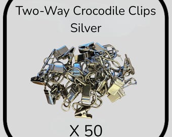 50 X Silver Crocodile Clips for Wall, Rope, Photos, Drawings, Xmas, Birthday