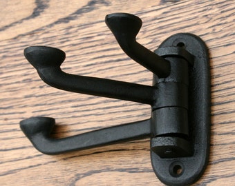 Coat Hooks Vintage Cast Iron Traditional black Swan Fish Victorian Small ( Pattern-Triple Hook 3" )